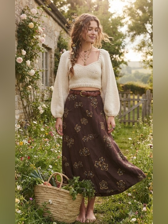 Charter Club Dresses & Skirts - 🌸Vintage Charter Club Floral Beaded Skirt Size 14 - Cottagecore Bohemian Vibe